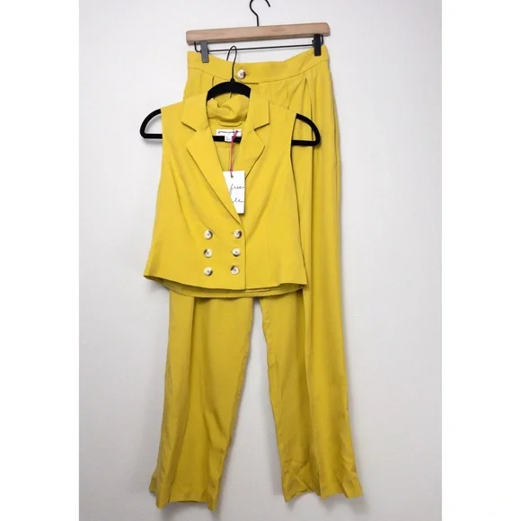 NWT Free People Gabbie Vest Suit Set 4 Trouser Pleat Double Breasted Wide Leg - Picture 5 of 16
